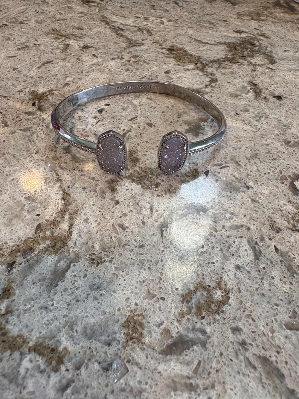 Kendra Scott Silver Bracelet with Lavender Druzy Accents